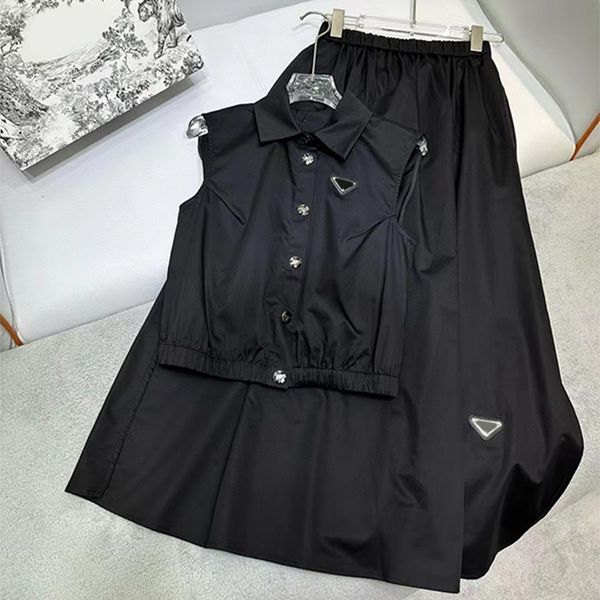 Designer women skimss Fashion girl skirts set Two Piece Dress autumn top high waist skirt high quality clothing Summer workwear zipper long