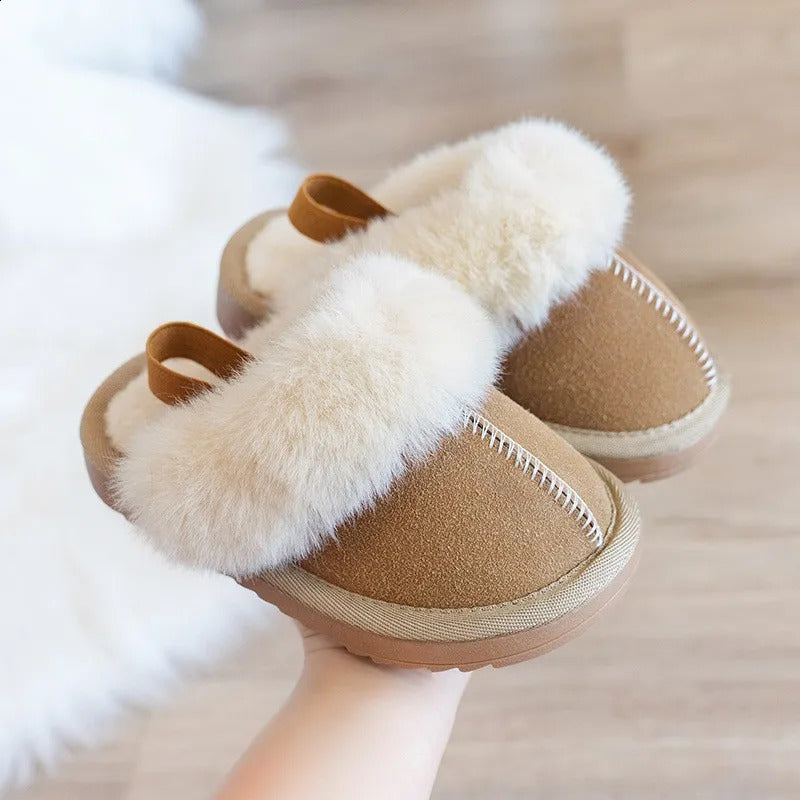 Winter simple Japanese wool elastic band slider suitable for boys in indoor and outdoor girls childrens fashionable casual shoes 241008