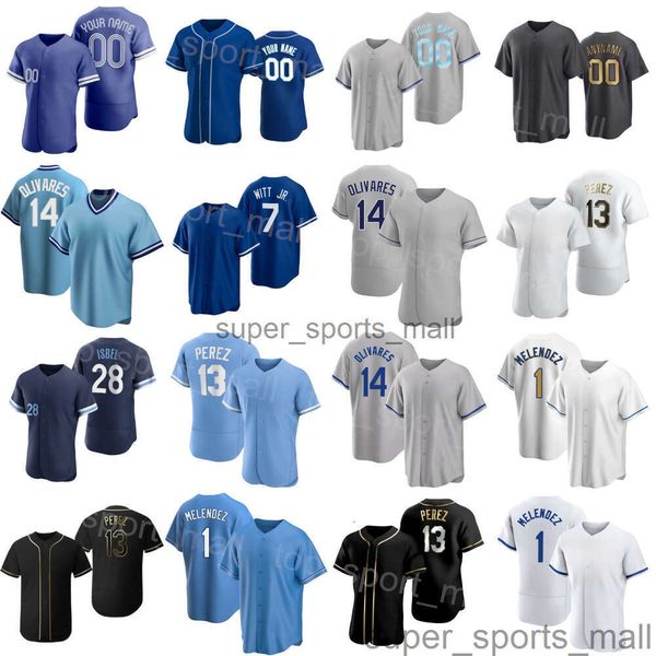 Baseball 7 Bobby Witt Jr Jersey 13 Salvador Perez 9 Vinnie Pasquantino 1 MJ Melendez 28 Kyle Isbel 14 Edward Olivares 23 Zack Greinke Custom