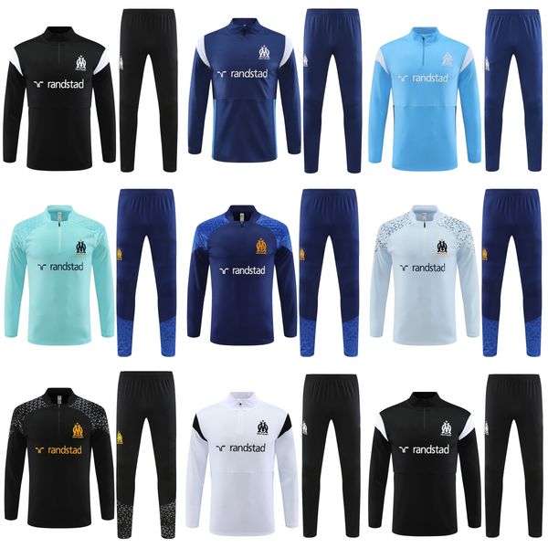 2023 2024 OM Marseillees Kids Football Tracksuit 2024 25 Men Soccer Training wear kit Chandal Entrenamiento Olympique Survetement Tuta Calci