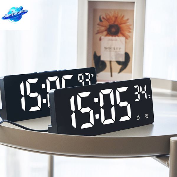 ddmyuranus Voice Control Digital Temperature Dual Alarm Snooze Desktop Table with Backlight Light 12-24H LED Clock Watch