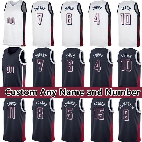USA 2024 Basketball Jerseys Stephen Curry Kevin Durant James baloncesto Anthony Edwards Jayson Tatum Devin Booker Davis Joel Embiid Bam Adeb