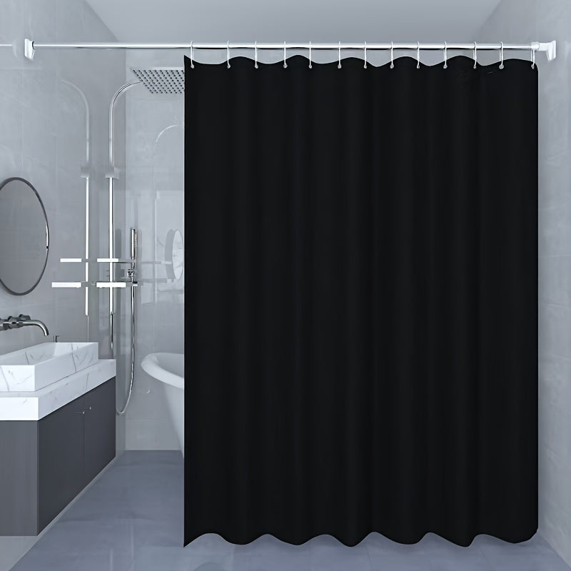 TEMU 1pc Solid Color Shower Curtain With Metal Buckles, Plastic Hooks, No Drilling Required - Thickened Bathroom Partition Door Curtain, Shower