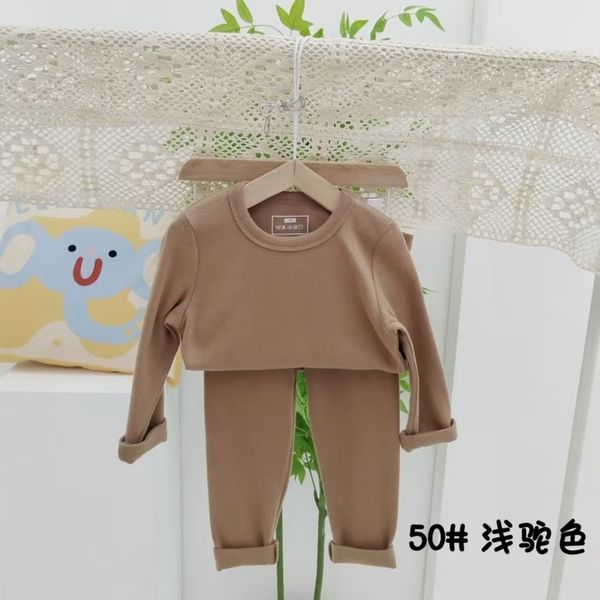 143 Winter children&#039;s warm long-sleeved pullover pajamas set underwear baby plus velvet thick home clothes pajamas