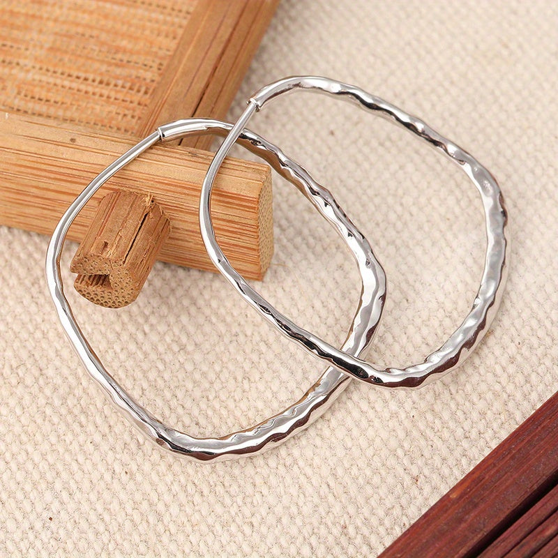 TEMU Women's Minimalist Hoop Earrings - Everyday & Party Jewelry, Durable Metallic Finish, Elegant Hoops For Casual Formal Events - Perfect Christmas