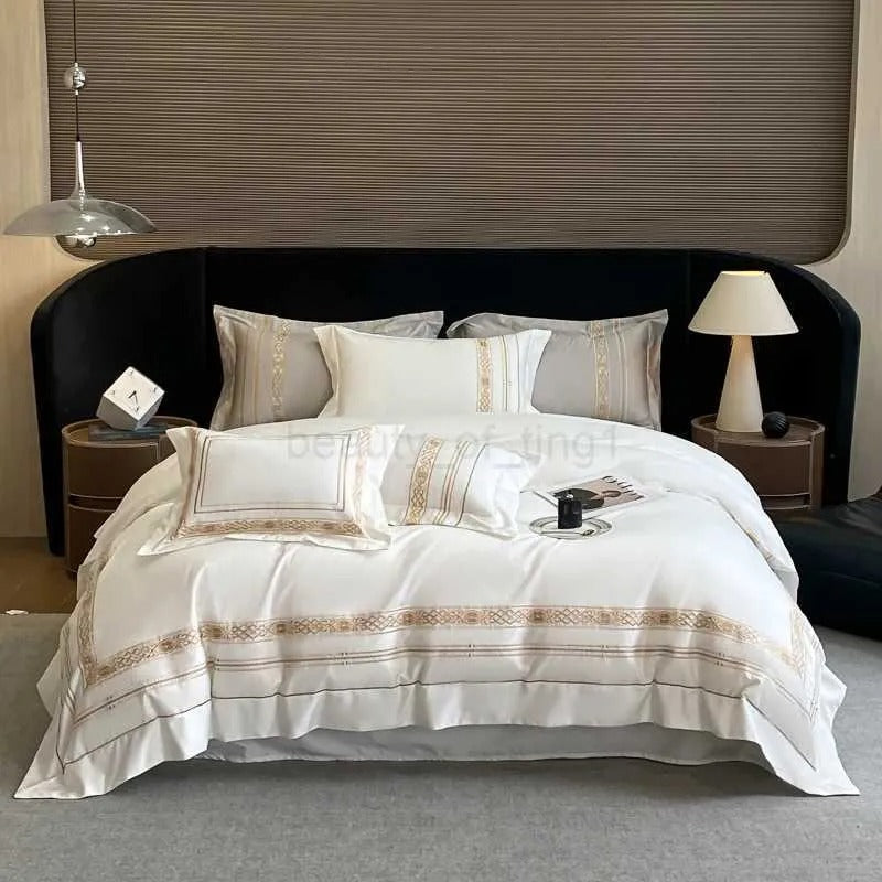 Solid Embroidered Bedspread Quilt Set 3pcs Quilted Bedding Cotton Quilts Bed Covers Pillowcase Blanket King Queen Size Coverlets 252033 ZZZ3