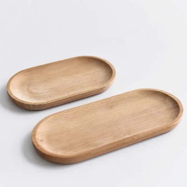 Oval Solid Mini Wood Tray 18Cm Small Wooden Children&#039;s Whole Woods Fruit Dessert Dinner Plates Tableware 1113 en s