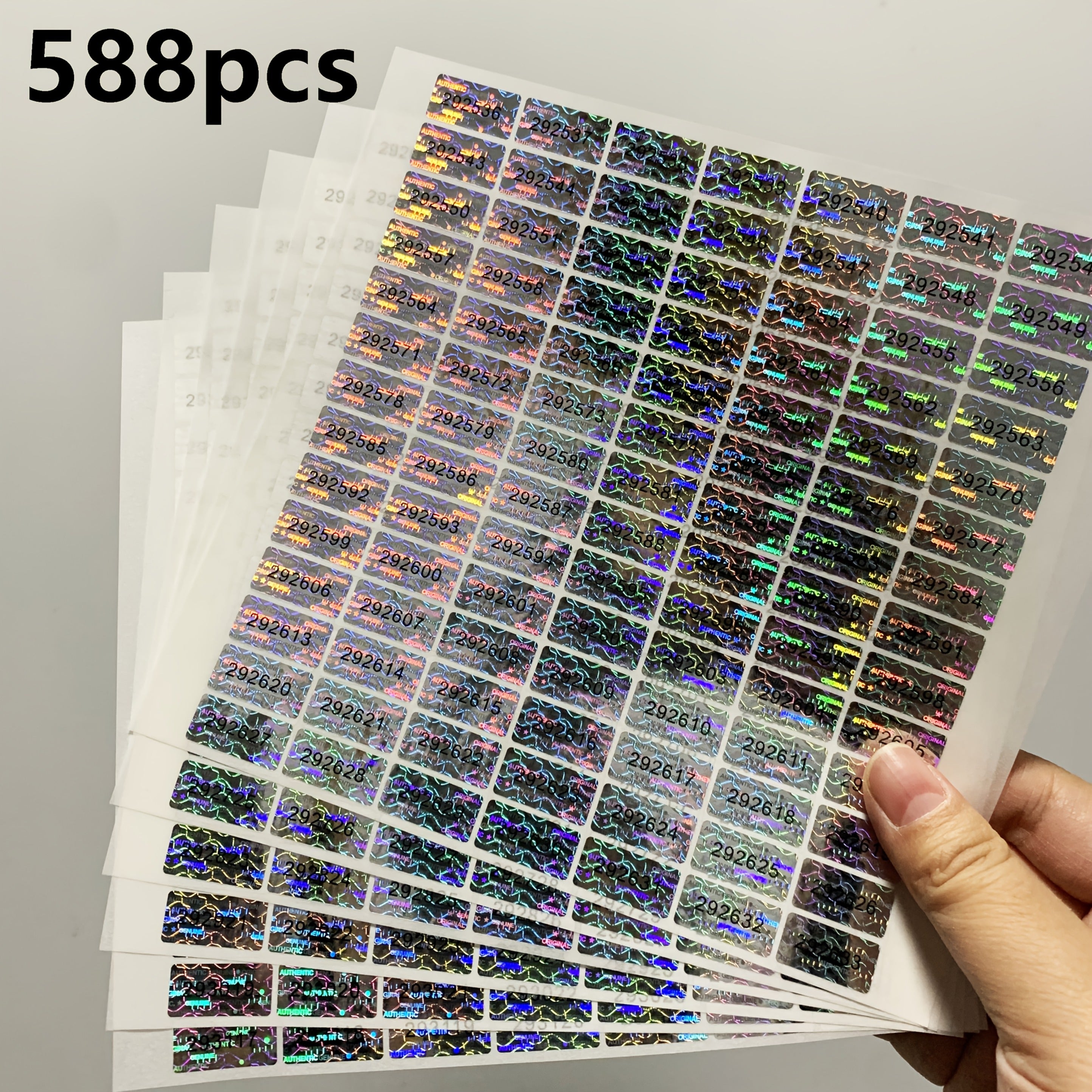 TEMU 273pcs-588pcs Tamper Hologram Seals With Unique Serial Numbers, Genuine Labels, Self-adhesive Pet, Rectangle, Gloss Finish, English Text, Single