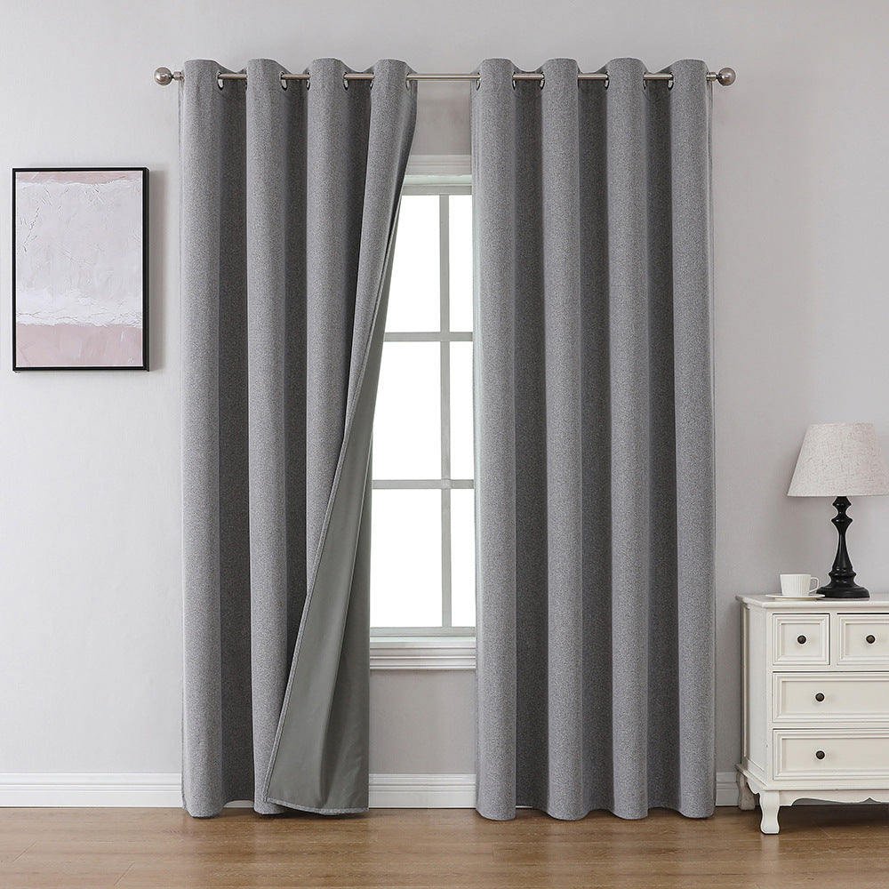 YL-36905 finished curtain blackout bedroom living room balcony sun protection heat insulation gray simple hook type high precision curtain wholesale