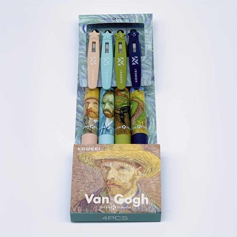 TEMU 4pcs Van Art Inspired Pens Set, 0.5mm, Quick-dry For -drawing-exams, Lightweight Plastic, High Aesthetic Value, Ideal Gift For