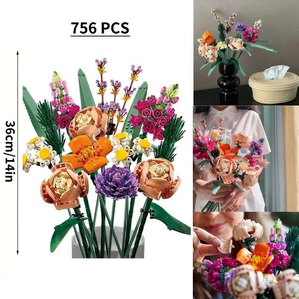 Blocks Icons 10311 10313 10314 10328 10298 40524 40460 40461 40464 Artificial Flower Orchid Plants Building Blocks Mothers Day GiftsY2411277