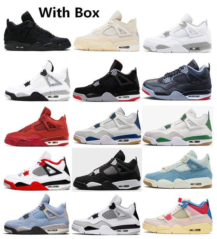 Men Basketball Shoes Black Cat White Cement Sail Bred Pine Green Navy Brick By Brick Fire Red Military Black Worn Blue Men Women Sports Sneakers