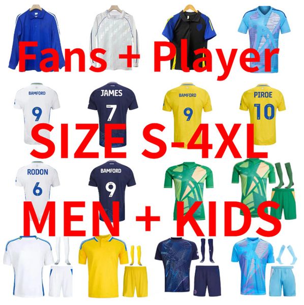 2024 2025 BAMFORD Leeds Unitedes Soccer Jerseys 24 25 Aaronson Sinisterra JAMES PIROE GNONTO Men Kids kit maillots de Football Shirts goalke