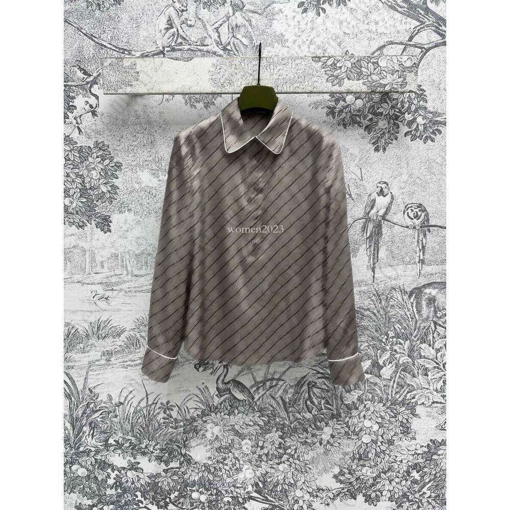 25ss women brand shirt women loose blouse designer women long sleeve shirts dress woman Fashion LOGO vacation travel letter shirt lapel blouses Jan
