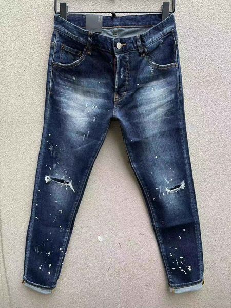 Designer jeans men Purple jeans women pants purple jeans High Street Purple Retro Paint Spot Slim Feet Micro Elastic Jeans Hip-hop Zipper Ho