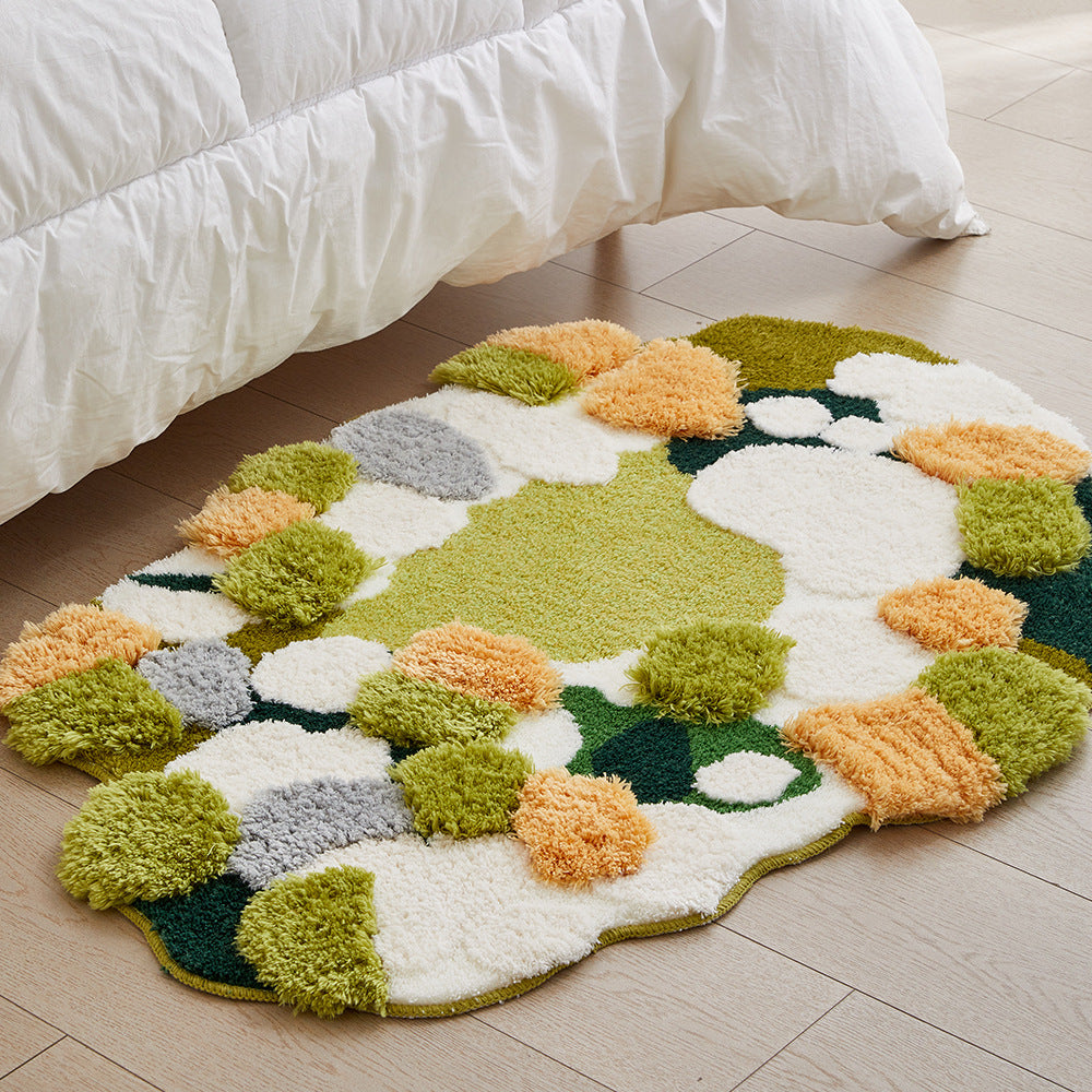 Bedroom carpet, irregular moss forest, three-dimensional long haired living room floor mat, decorative balcony mat