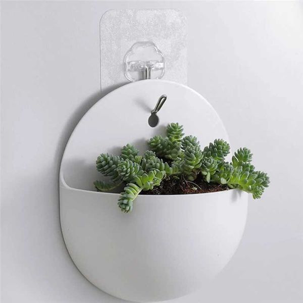 Vases Modern Plastic Vase Wall Mounted Hanging Flower Vase Hydroponic Plant Flower Pots Decor Basket Planter Home Room Decoration z241017