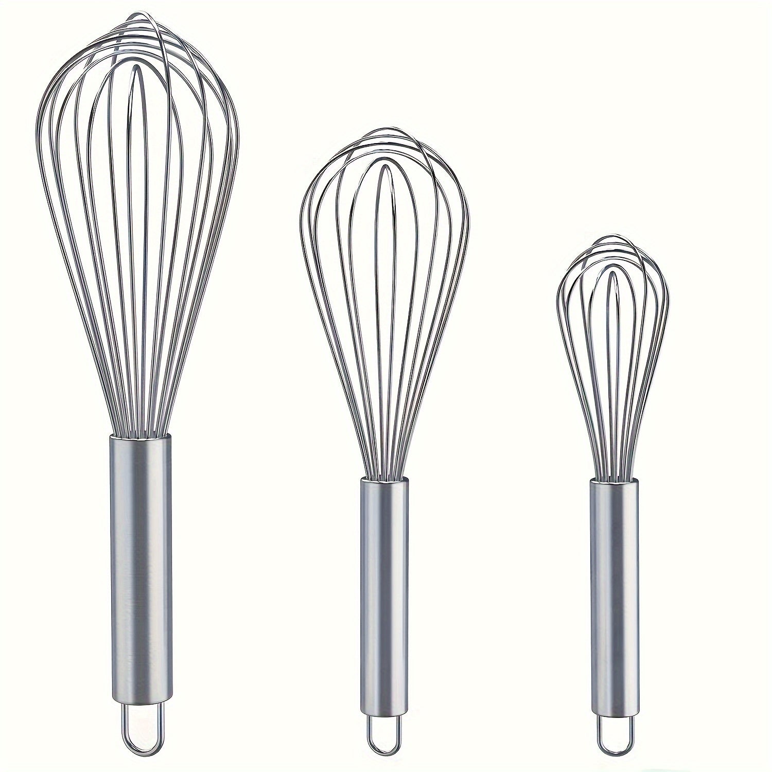 TEMU 3pcs Manual Kitchen Hand Blenders Eggbeater For Whisking, Beating, Stirring - Durability Balloon Whisk Kit, Food Grade, Easy To Clean, - No