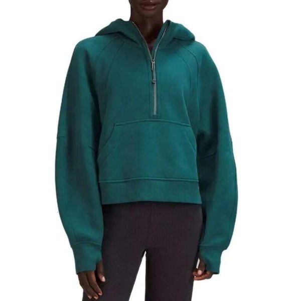Designer Sweater Yoga Scuba Half Zip Hoodie Jacket Womens Define Workout Sport Coat Fitness Activewear Top Solid Zipper Sweatshirt Sports Gy