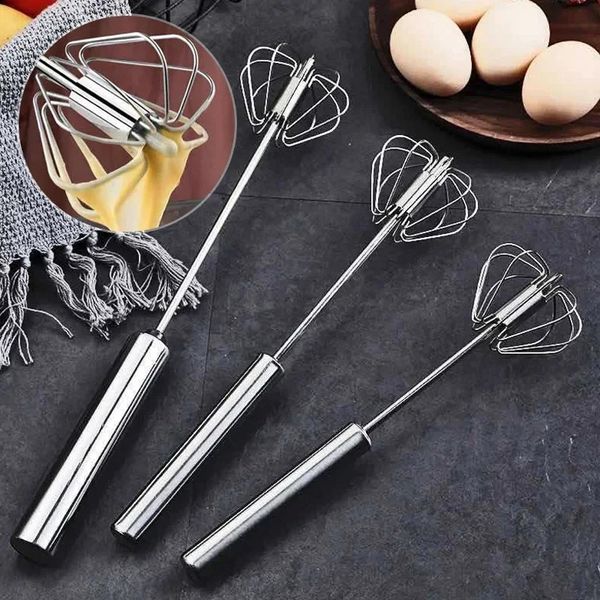 Household Semi-automatic Rotating Egg Beater 304 Stainless Steel Hand-held Mixer Kitchen Tool 241205