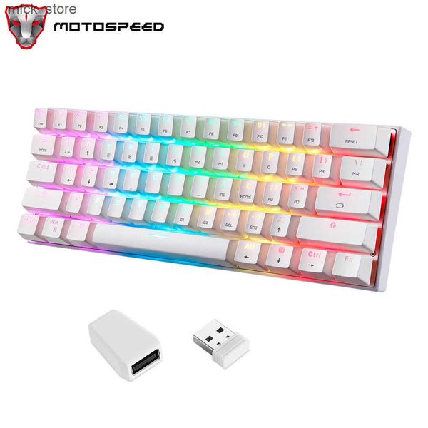 Keyboards Motospeed SK62 Bluetooth Wireless Gaming Mechanical Keyboard 61 Keys RGB Backlight Blue Red Switch Macro Drive For Laptop PC J2412