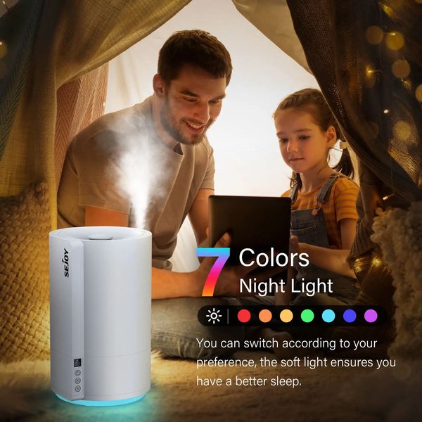Sejoy Humidifiers for Bedroom Cool Mist Quiet Ultrasonic Air Humidifier Baby Plant 4L Top Fill Smart Constant Hu 250206