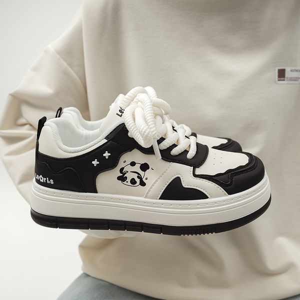 Tênis de panda de tela respirável para mulheres homens |2024 New Designer Black and White Gross Casual Shoes 1032