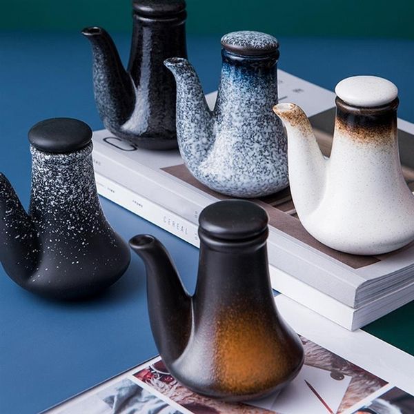 Herb Spice Tools 300ML Japanese Style Ceramic Oil Olive Dispenser Soy Sauce Pot Small Vinegar Pot Sauce Jar Oil Bottle Tableware Seasoning B