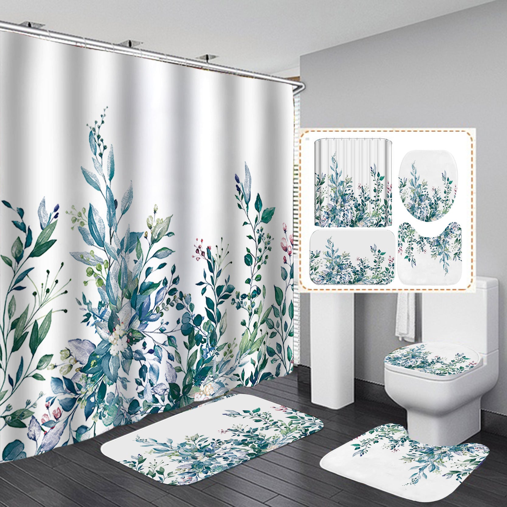 YL-37443 bathroom toilet punch-free curtain waterproof anti-light roller blinds toilet toilet block curtain toilet three-piece set