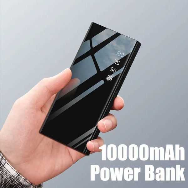 10000mah Large-capacity Power Bank Mirror Digital Display Fast Charging Power Supply Portable Charger Powerbank UniversalCL240808