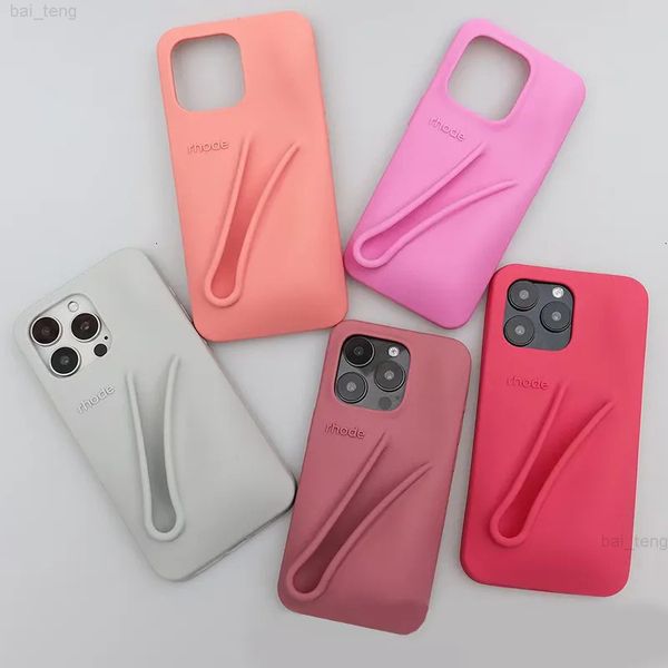 phone rhode case Lipstick Portable Case Design Lip Gloss Lipstick Lip Balm 3D Make-Up Silicone Phone Case for iPhone 15 14 13 12 Pro Max Hol