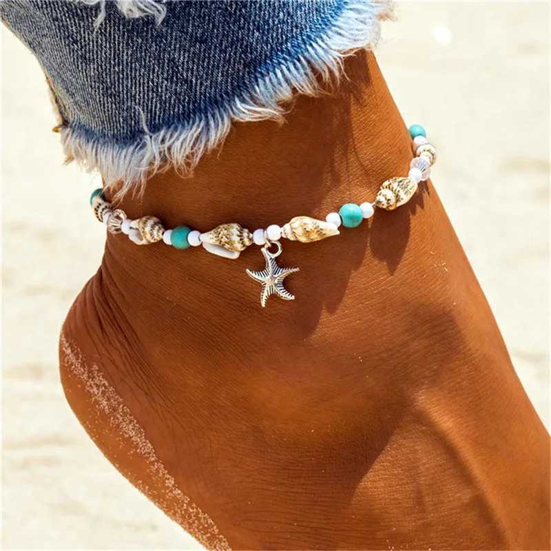New Beads Starfish Anklets for Women Beach Anklet Leg Bracelet Handmade Bohemian Foot Chain Boho Jewelry Sandals Gift Y240920