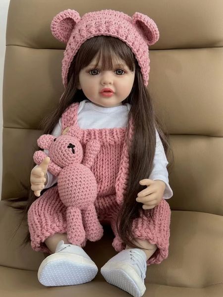 BZDOLL 55 CM 22 Inch Reborn Dolls Realistic Full Silicone Baby Bebe born Girl Doll Princess Toddler Toy Gift 250109