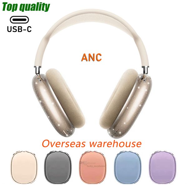 For New Airpods Max 2 USB-C ANC bluetooth Headphone Accessories Transparent TPU Solid Silicone Waterproof Protective case AirPod Maxs Headph