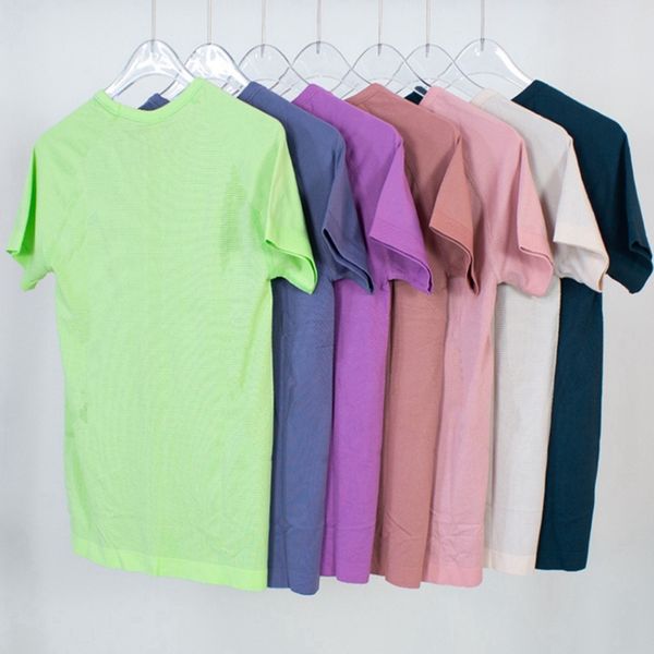 summer yoga clothes short-sleeved fitness sports running mesh sweat-absorbing fake gathered