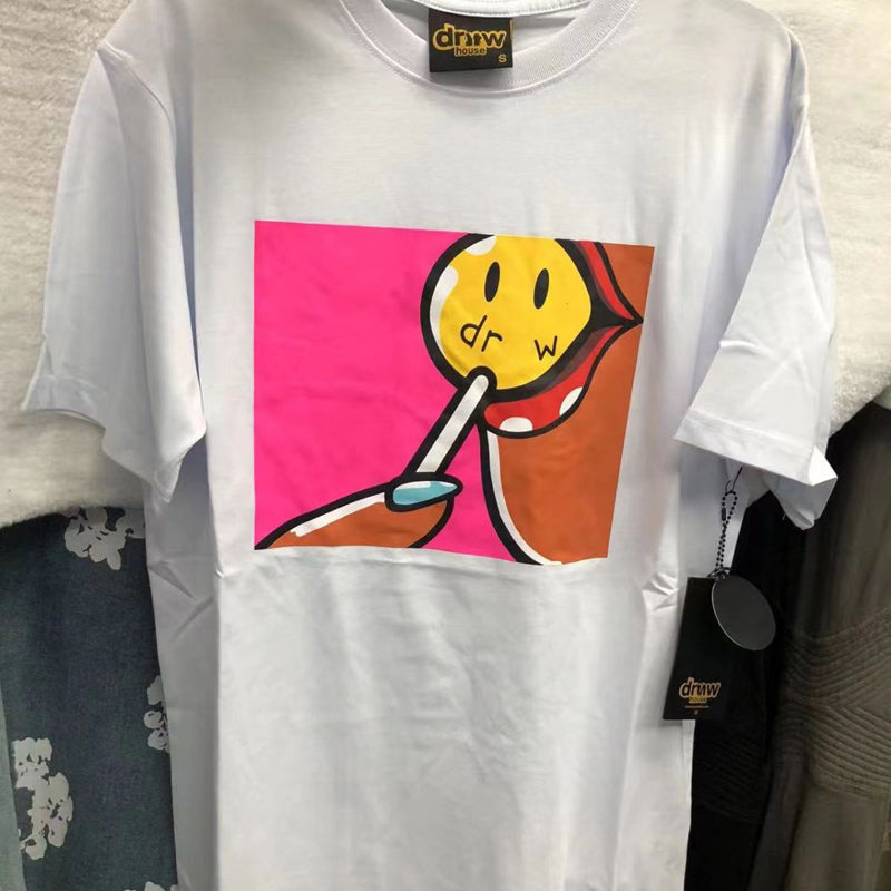 Real Life Photo Drews House T Shirt Letter Printed T-shirt Drews House Men Clothing Short Sleeve Hight Quality Tops Tees