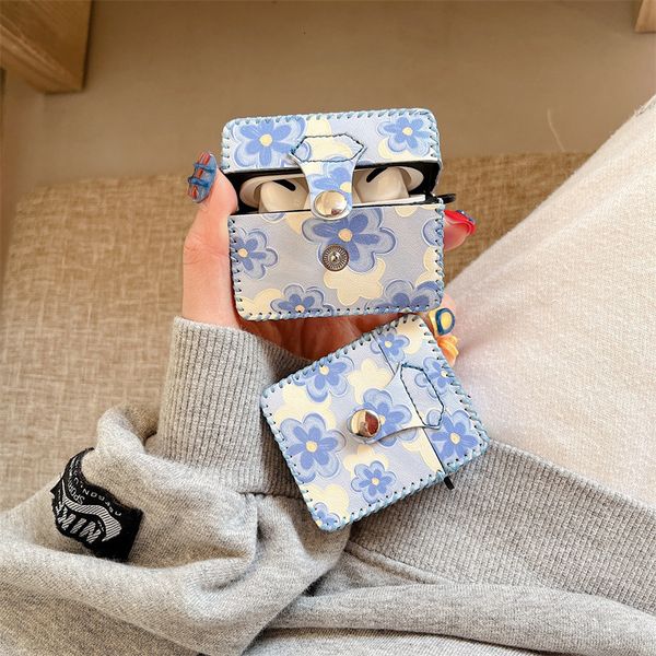 ddmygifts Blue flower suitable for Pro1-2-3 generation Bluetooth wireless headphone cover button protection case soft shell A