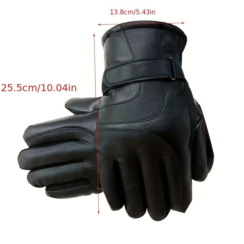 TEMU 1 Pair Of Men's And Women's Winter Cycling Fleece Lined Thick Gloves, Windproof High Quality Screen Gloves, 100% Spandex, Woven Design,