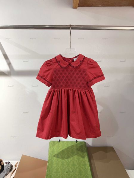 Top girls dress Embroidery texture design Short sleeve Doll collar design dresses kids designer clothes Various styles Girls skirts