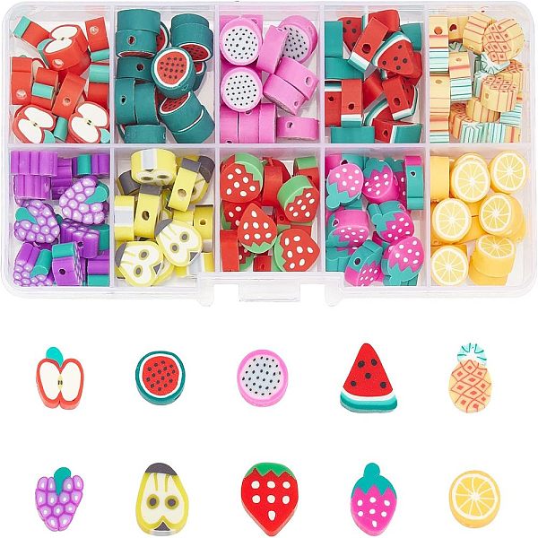 150-180Pcs 10 Styles Handmade Polymer Clay Beads