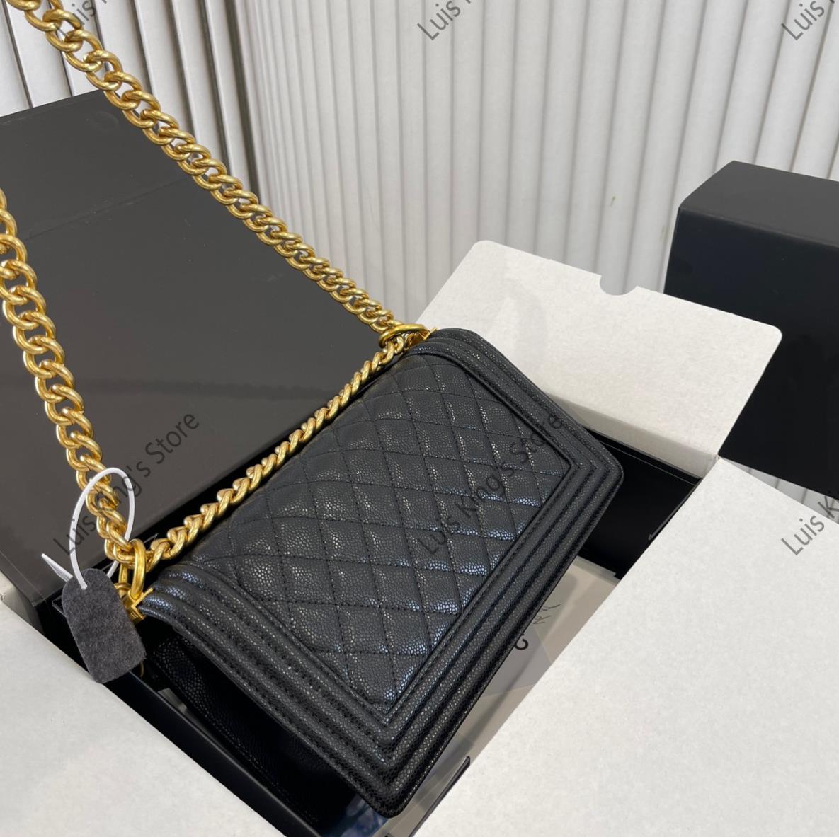 Designer Bag Crossbody Shoulder Bag Wonen High Quality Real Leather Caviar Grain Gold buckle Chain With Letter Classic Style 25CM