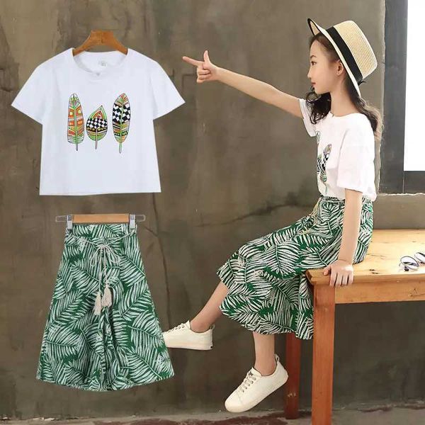 Summer 2023 Baby Girls Clothes Sets Outfits Kids Clothes Short Sleeve +Pants Children Clothing Set 3 4 5 6 7 8 9 10 11 12 YearsXJ250104