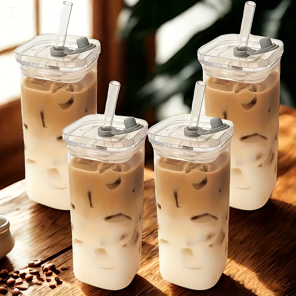 TEMU 4-6pcs Heat-resistant Mug, 13.5 Ounce Capacity Borosilicate Glass Mug, Suitable For Milk Tea, Juice, Father's Day Mug, Outdoor Sealing Silicone