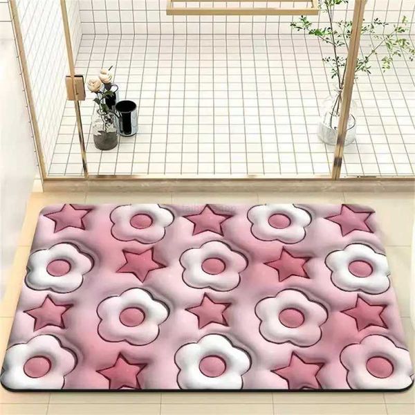 Bathroom Bath Mat Crystal Velvet Non Slip Mat Floor Rug Water Absorbent Doormat Cobblestone Embossed Foot Mat Bath MatXJ34