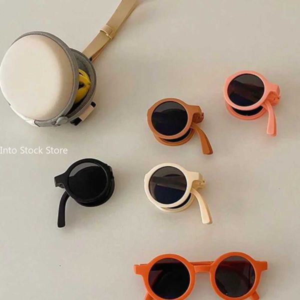 Folding childrens sunglasses cute round sunglasses for girls and boys street photography glasses for children baby sunglasses UV protection