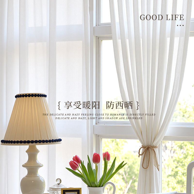 A812 curtain gauze curtain bedroom white gauze window gauze light-transmitting cross linen gauze special price white living room bay window balcony