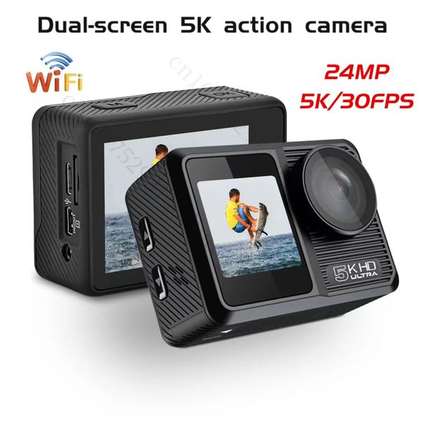 Sports Action Video Cameras 2023 Camera 5K Ultra HD Remote Wireless 24MP 30FPS Sport Anti shake WiFi Dual Screen 170 Wide Angle Waterproof C
