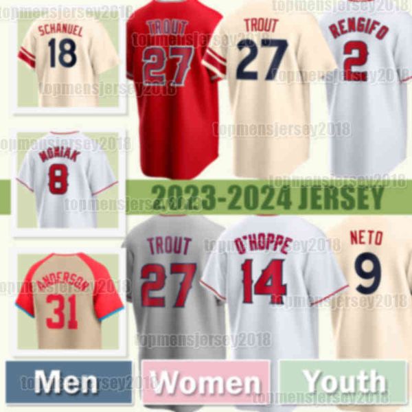 27 Mike Trout Baseball Jersey 9 Zach Neto 14 Logan O&#039;Hoppe 2 Luis Rengifo Angels Nolan Schanuel Mickeys Moniak Jo Adell Taylor Ward Yus