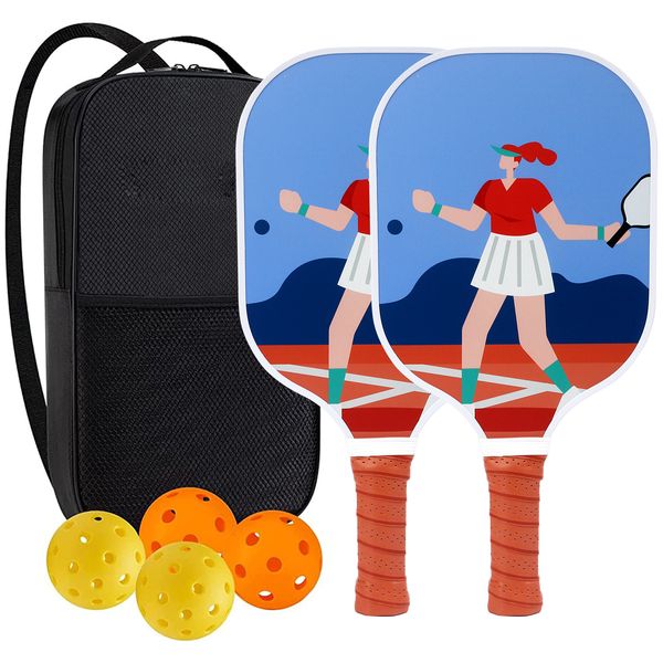 High-Performance Fiberglass Pickleball Paddle for Competitive Outdoors Games 2 Paddle & 4 ball & 1 bag 9908