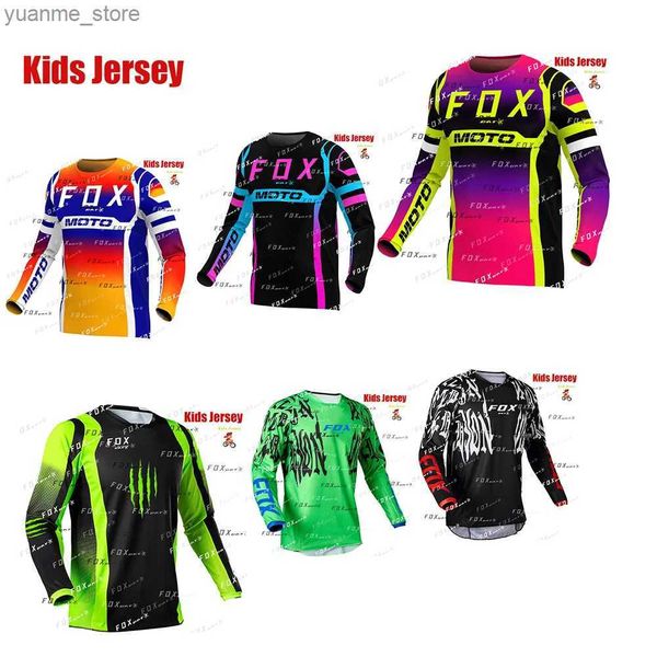 Cycling Shirts Tops Kids Enduro Jersey BAT Downhill Jersey Mountain Bike T-shirt Motocross Motorcycle Jersey Quick-Dry Childrens jersey Y240